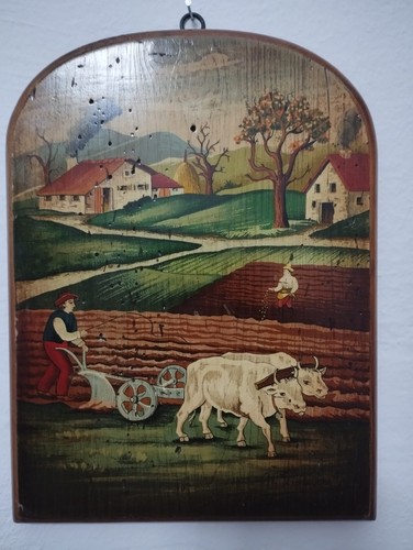 Dipinto olio legno pezzo - olio,