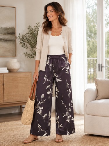 Pantalone donna grande raso
