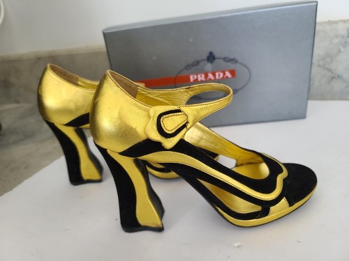 New prada black gold - gold, leather