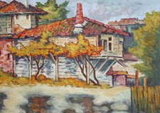 Dipinto ad olio vintage casa