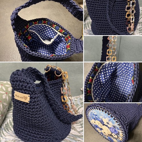 Borsa secchiello cordino blu
