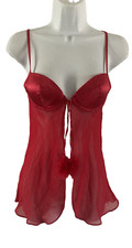 Red Sheer Babydoll Lingerie Sz