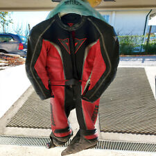 TUTA MOTO DAINESE UOMO TG 50 180CM IN PELLE ROSSO E NERO CON PROTEZIONI