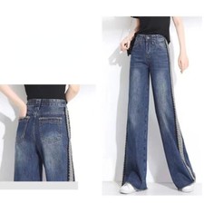 Womens Wide Sequin Ripped