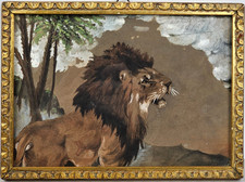DIPINTO ANTICO 1918 LEONE