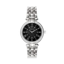 Orologio da donna quadrante nero madreperla con indici di strass bianchi