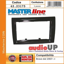 MASCHERINA AUTORADIO 2 DIN FIAT BRAVO 2007 IN POI ADATTATORE DUE DIN MASTERLINE
