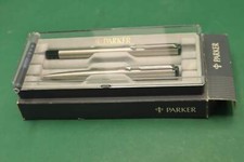 Vintage Parker set Penna Biro e Stilografico Argento con Scatole originale