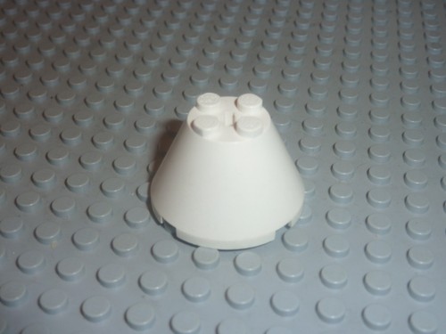 Lego white cone 4x4x2 ref - white,