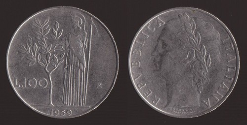 100 lire 1959 minerva italia - 1959,