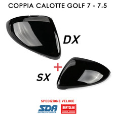 Coppia 2 Calotte specchietti  Volkswagen Golf 7 7.5  2012 - 2020 Nero Lucido