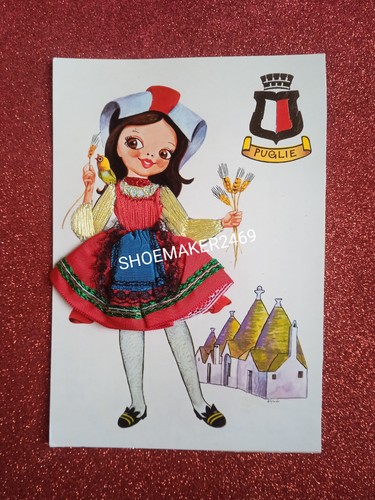 Cartolina ricamata puglie - ricamata,