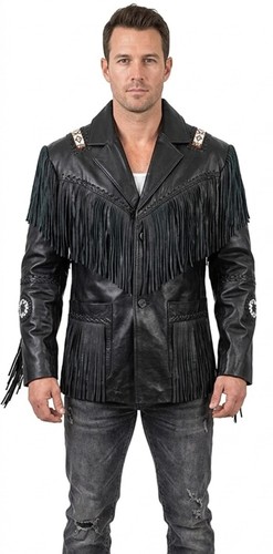 Giacca western uomo pelle - , nera
