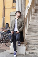 Cappotto Neail Barret Verde Skinny Fit Nuovo