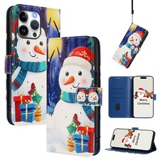 Custodia telefono flip stand per iPhone Samsung Huawei card portafoglio custodia Natale