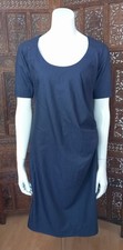 Abito HENRIK VIBSKOV 34 36 blu cotone elasticizzato manica corta drappeggiato laterale