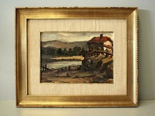 ANTICO QUADRO DIPINTO OLIO TELA Domenico Seloski PAESAGGIO TOSCANO COLLINE 1960