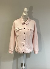 Giacca comoda stile denim Denim & Co. con colletto. Rosa pastello taglia media nuovo senza etichette