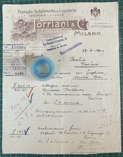Rara Fattura Legatoria TORRIANI & C.-MILANO del 1915