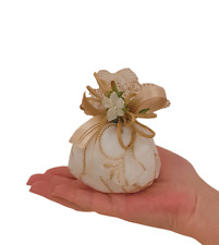 Sacchetto bomboniera beige organza ricamata 12 pezzi, portaconfetti confezionato