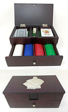 Cassetta in legno gioco carte poker con fiches inserto in argento poker box 