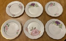 6 piatti porcellana Dulyovo 24 cm oro floreale fine Cina URSS vintage 