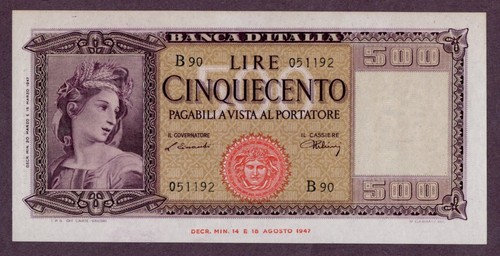 Italia 500 lire banconota - italia, 1947