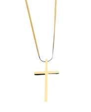 Collana Con Crocifisso Per Uomo Donna Acciaio Inossidabile oro 60 cm. + omaggio