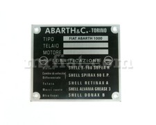 Fiat 600 Abarth 1000 ID Plate