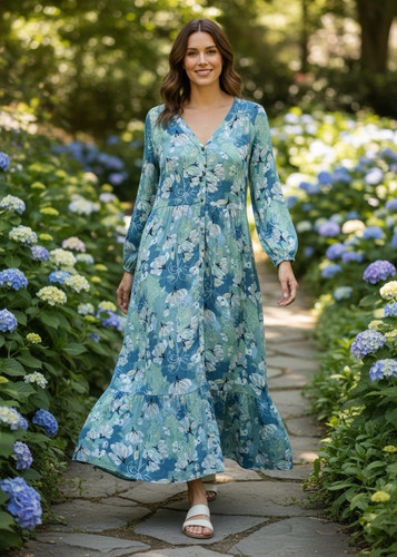 Maxi abito style blu - abito, &