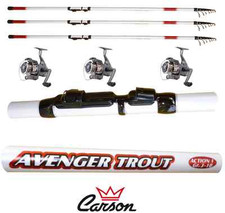 kit 3 canne avenger + mulinelli 2000 gara pesca trota lago tremarella bombarda