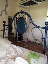 Struttura Letto Singolo in Ferro 80x190 Blu per Cameretta dei Bambini 1 Piazza