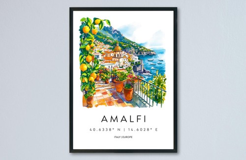 Poster acquerello amalfi - poster,