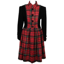 Autentico Andrea Odicini Vintage Nero Velluto Rosso Tartan Cappotto Accappatoio Manteau