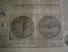 IL GETTONE DELLA PACE VITTORIOSA. CROCE ROSSA (MI) LA DOMENICA DEL CORRIERE 1918