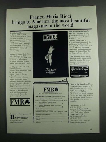 Pubblicità rivista fmr 1984 - 1984,