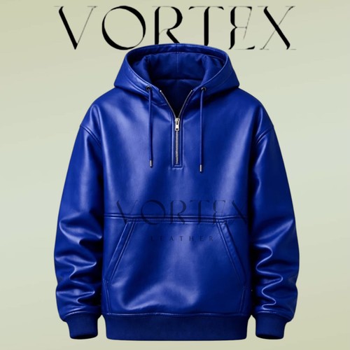 Felpa uomo blu vera pelle - , di