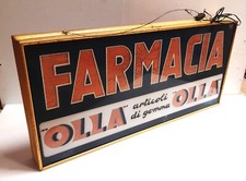OLLA FARMACIA rarissima antica insegna luminosa brev.Cosimo Gigante Milano