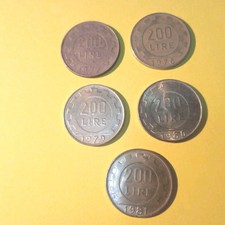 Lotto 5 Monete Da 200 Lire Del