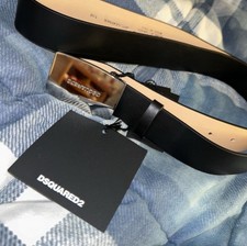 Dsquared2 distintivo argento placca fibbia cintura pelle Dsquared nuovo