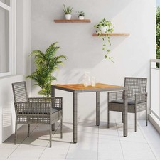 vidaXL Set da Pranzo per Giardino 3 pcs Grigio Poly Rattan
