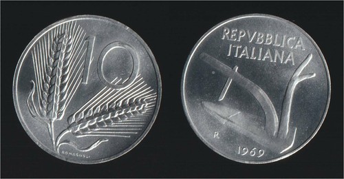 Lire 1969 spighe aratro - 1969,