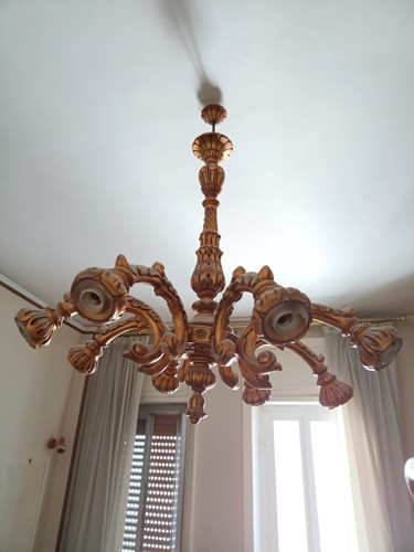 Lampadario legno fatto a - lampadario,