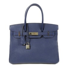 Borsa a mano HERMES PHW Birkin 30 Epsom pelle zaffiro blu