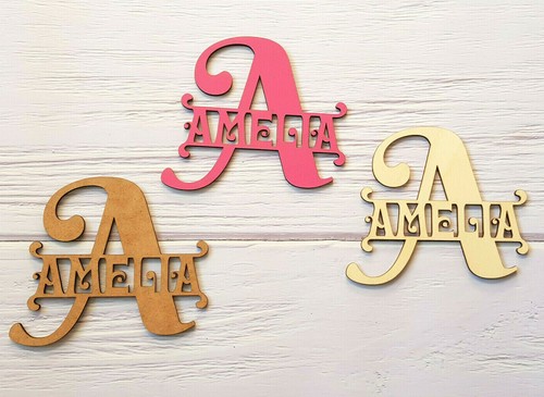 Targa monogramma nome legno - monogramma, in