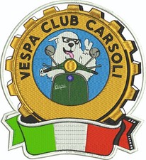 PATCH VESPA CLUB CARSOLI TERMO ADESIVA O CUCIRE 8,5 X 7,8 CM 