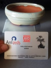 VASO PORTA BONSAI AID AIDS E TARGA PUBBLICITARIA LOTTA CONTRO USATO VINTAGE 2005