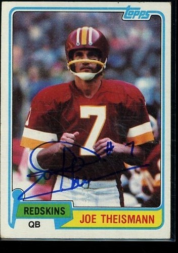 1981 topps 165 joe - topps, theisman