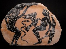 TARGA DA PARETE IN TERRACOTTA STILE GRECO, RAFFIGURANTE PROMETEO E MITO ATLANTE, REPLICA!