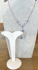 Parure Composta da collana e Orecchini in argento  925  con zirconi azzurri 